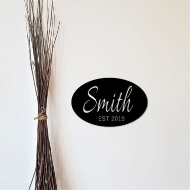 Oval Family Name Sign | Family Established Date Sign | Personalized Entry Door Hanger | Outdoor Custom Metal Sign | Housewarming Gift
